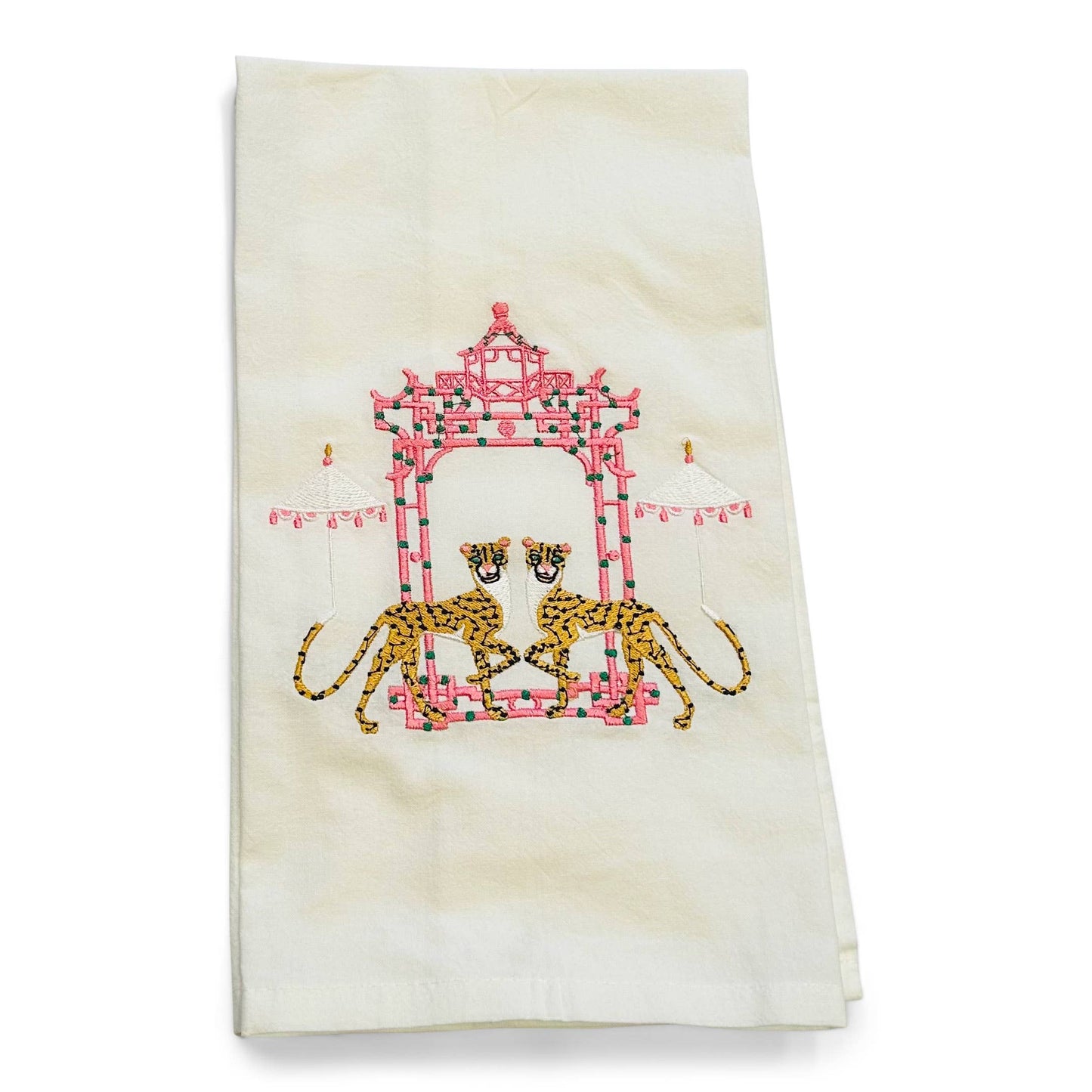 Cheetah with Umbrella Cotton Towel