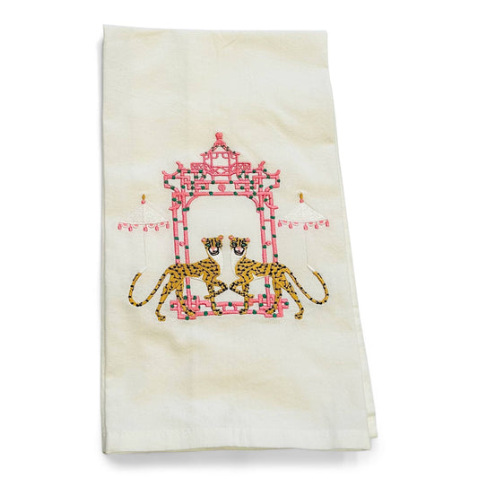 Cheetah with Umbrella Cotton Towel