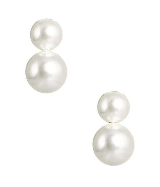 Audrey Large Stud Earrings | Double Pearl