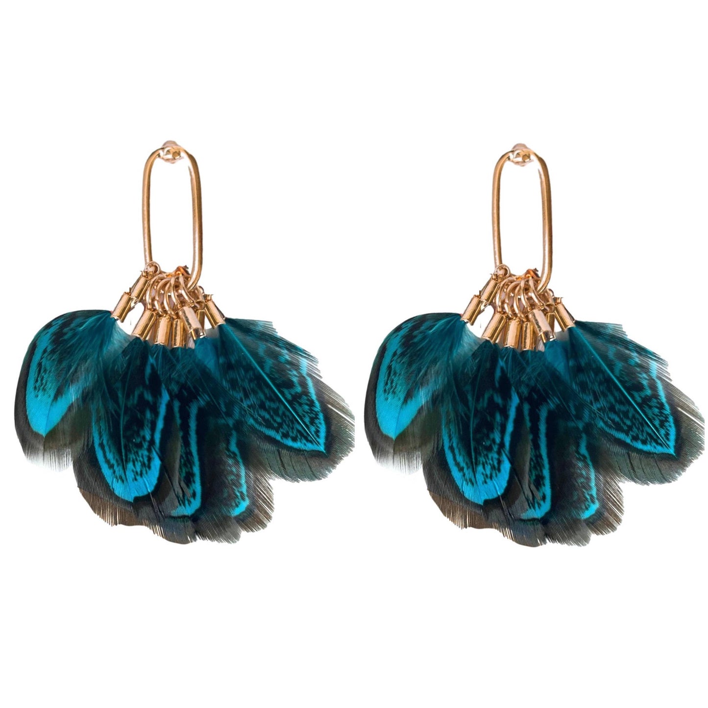 Peacock Feather Statement Earrings
