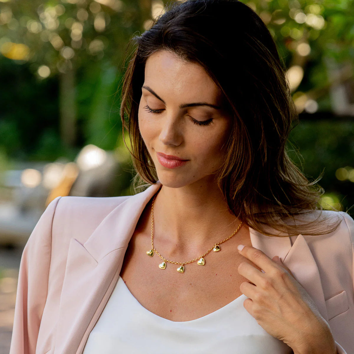Love Heart Multi-Station Necklace, 16" + 2" | Gold