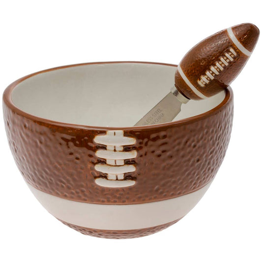 Football Ceramic Bowl & Spreader Set