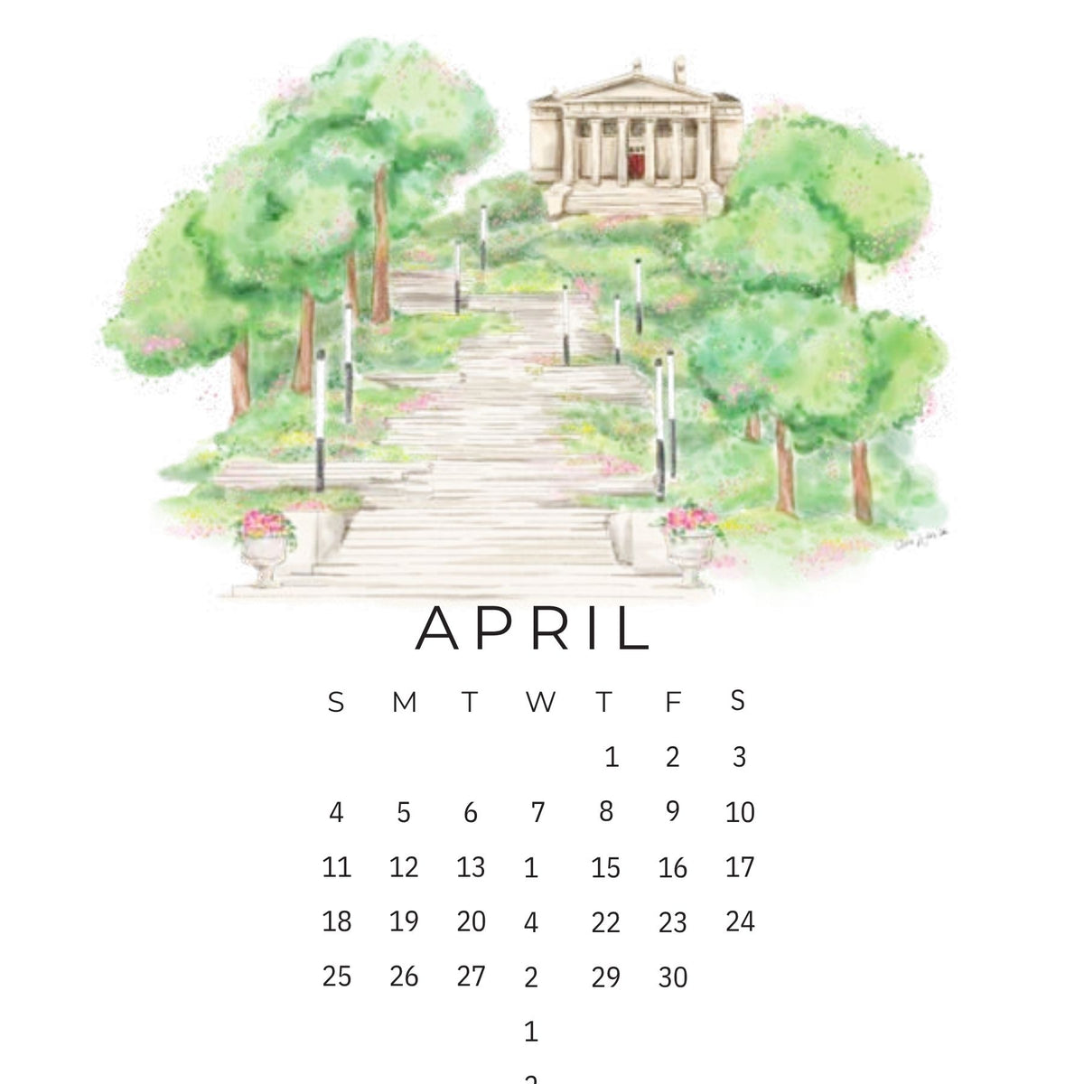 Cincinnati 2027 Illustrated Calendar with Stand
