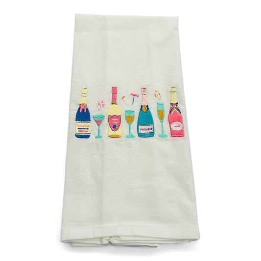 Champagne Bottles Cotton Towel