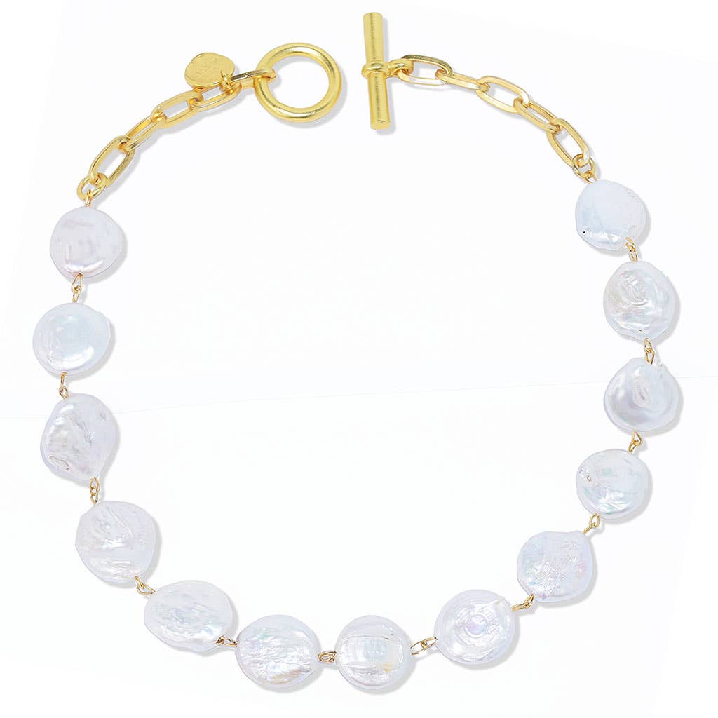 Flat Pearl Collar Necklace