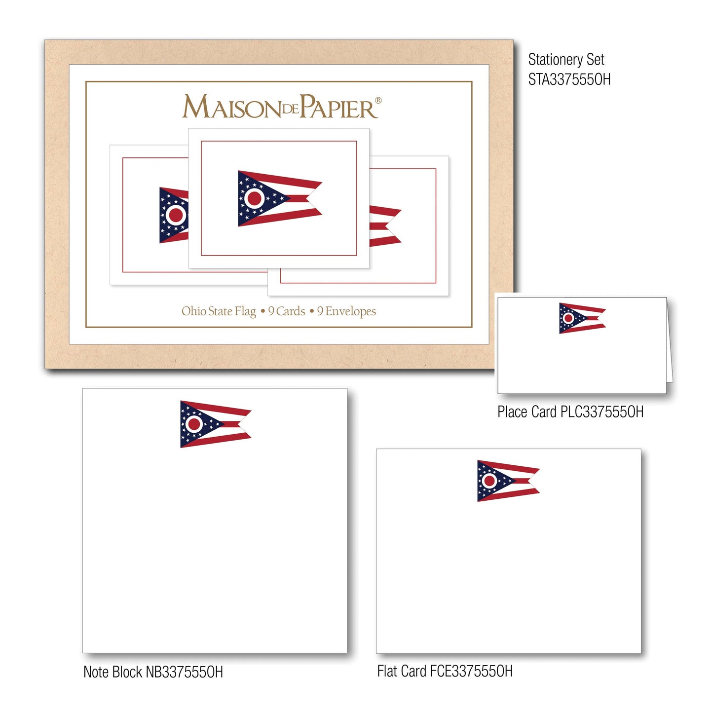 Ohio Flag Flat Notecard Set