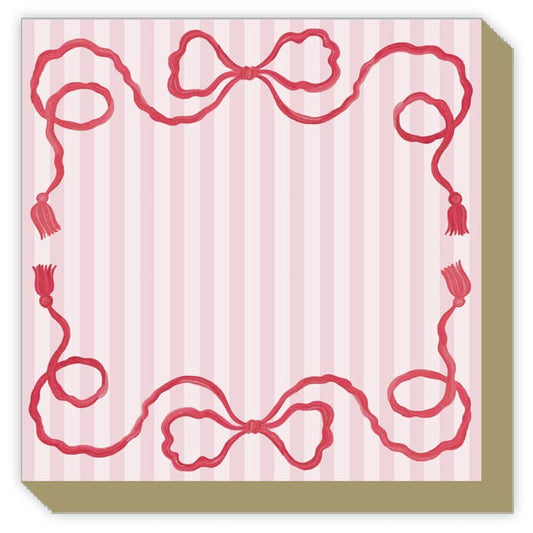 Holiday Red Bow with Tassels on Stripe Luxe Notepad