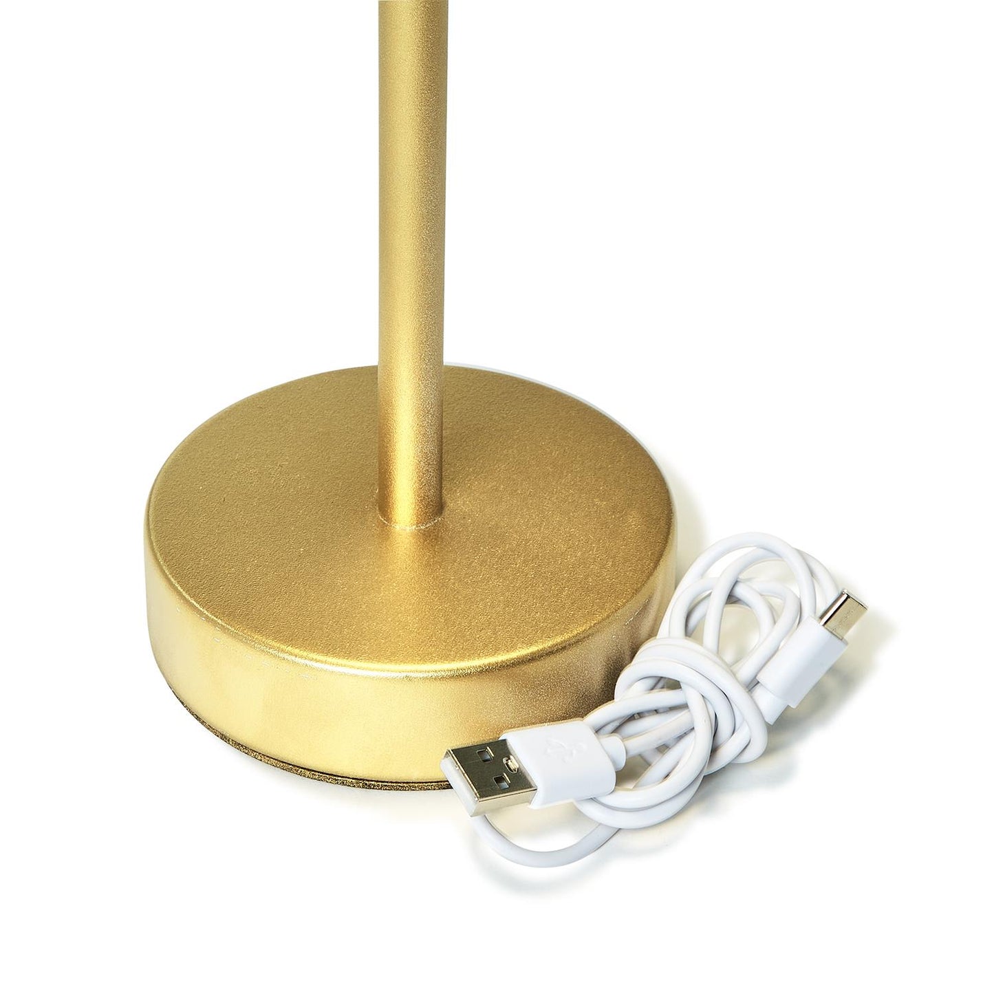 Gold LED Cordless Table Lamp with Scalloped Edge Shade