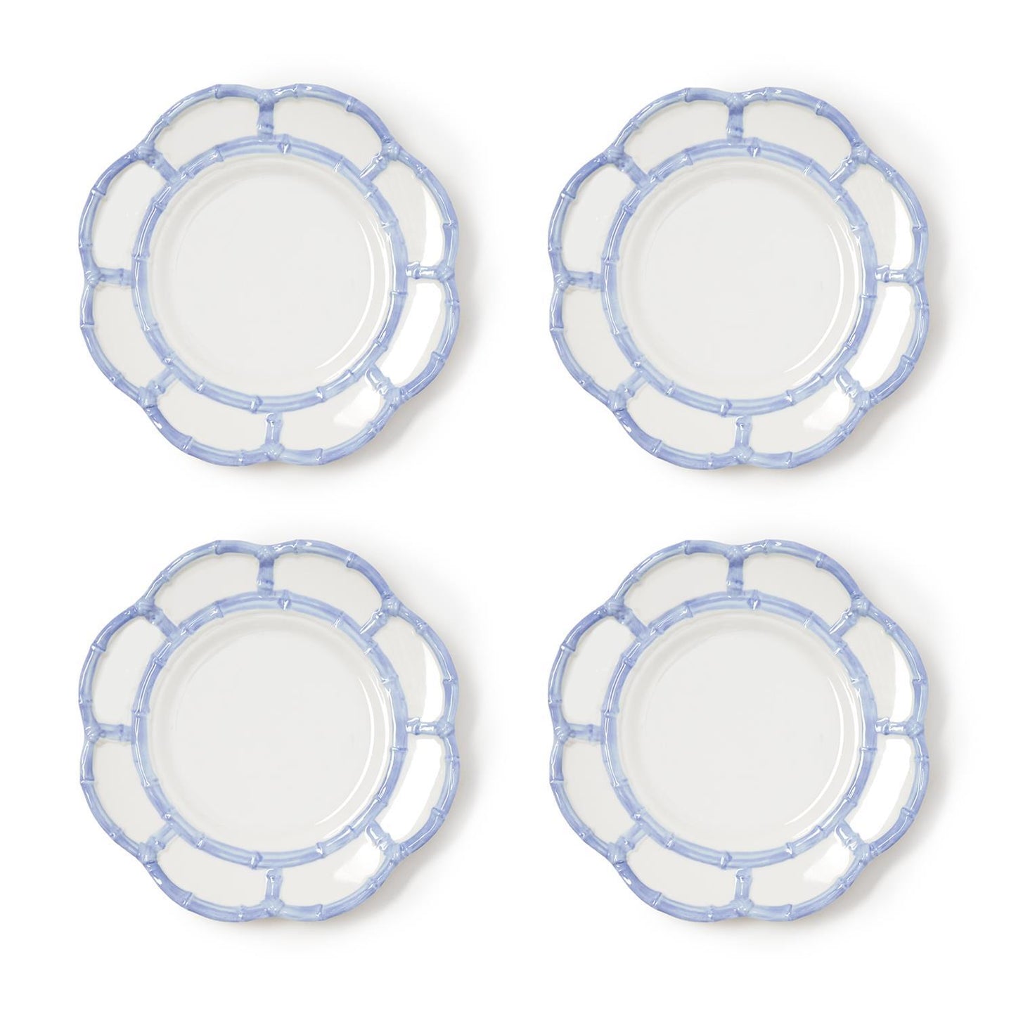French Blue Bamboo Melamine Salad Plate Set