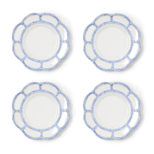 French Blue Bamboo Melamine Salad Plate Set
