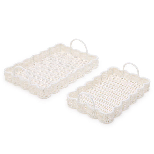 All Weather Wicker Scallop Edge Serving Tray