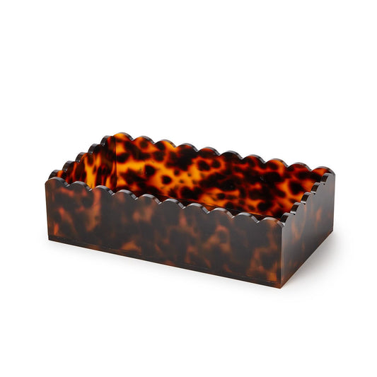 Tortoise Print Scalloped Edge Acrylic Guest Napkin Holder