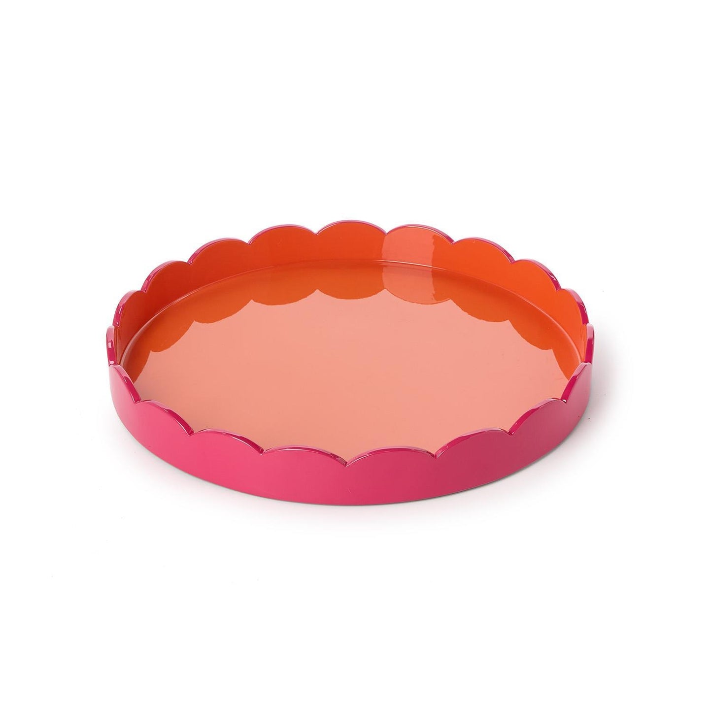 Scallop Pink & Orange Lacquer Tray, Assorted Sizes