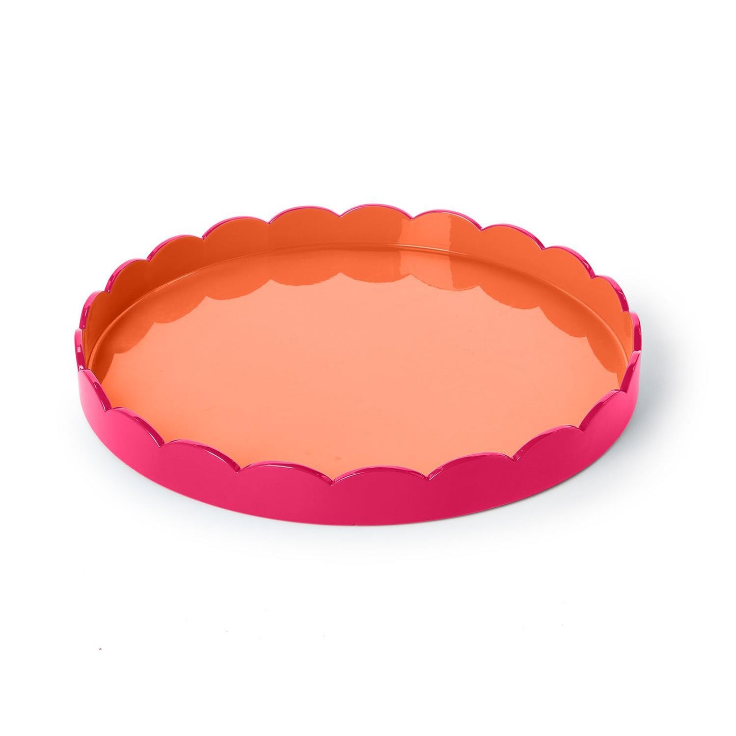 Scallop Pink & Orange Lacquer Tray, Assorted Sizes