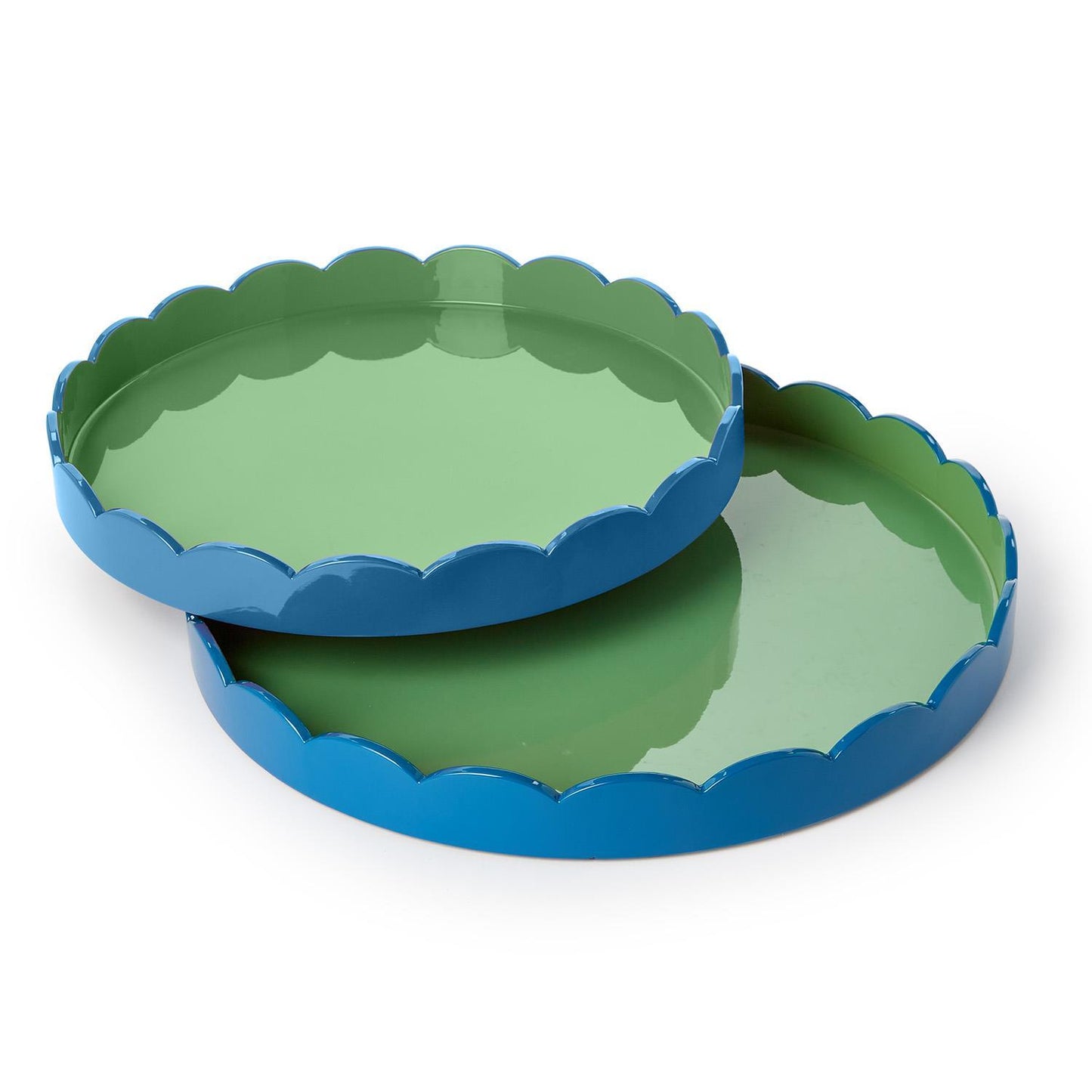 Scallop Blue & Green Lacquer Tray, Assorted Sizes