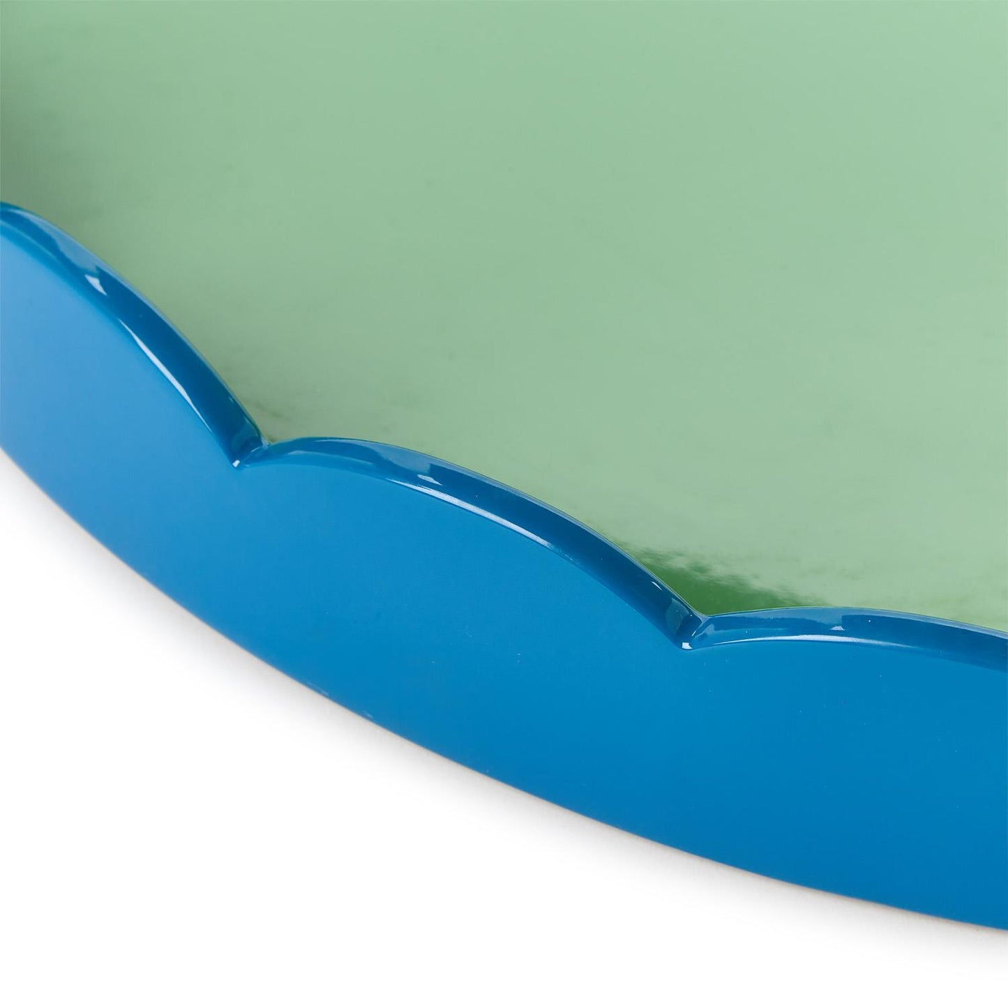 Scallop Blue & Green Lacquer Tray, Assorted Sizes