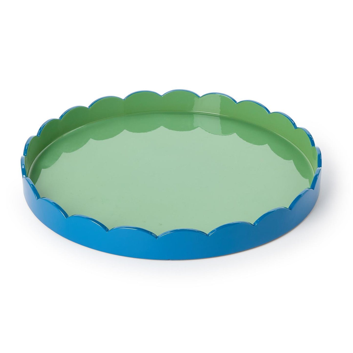 Scallop Blue & Green Lacquer Tray, Assorted Sizes