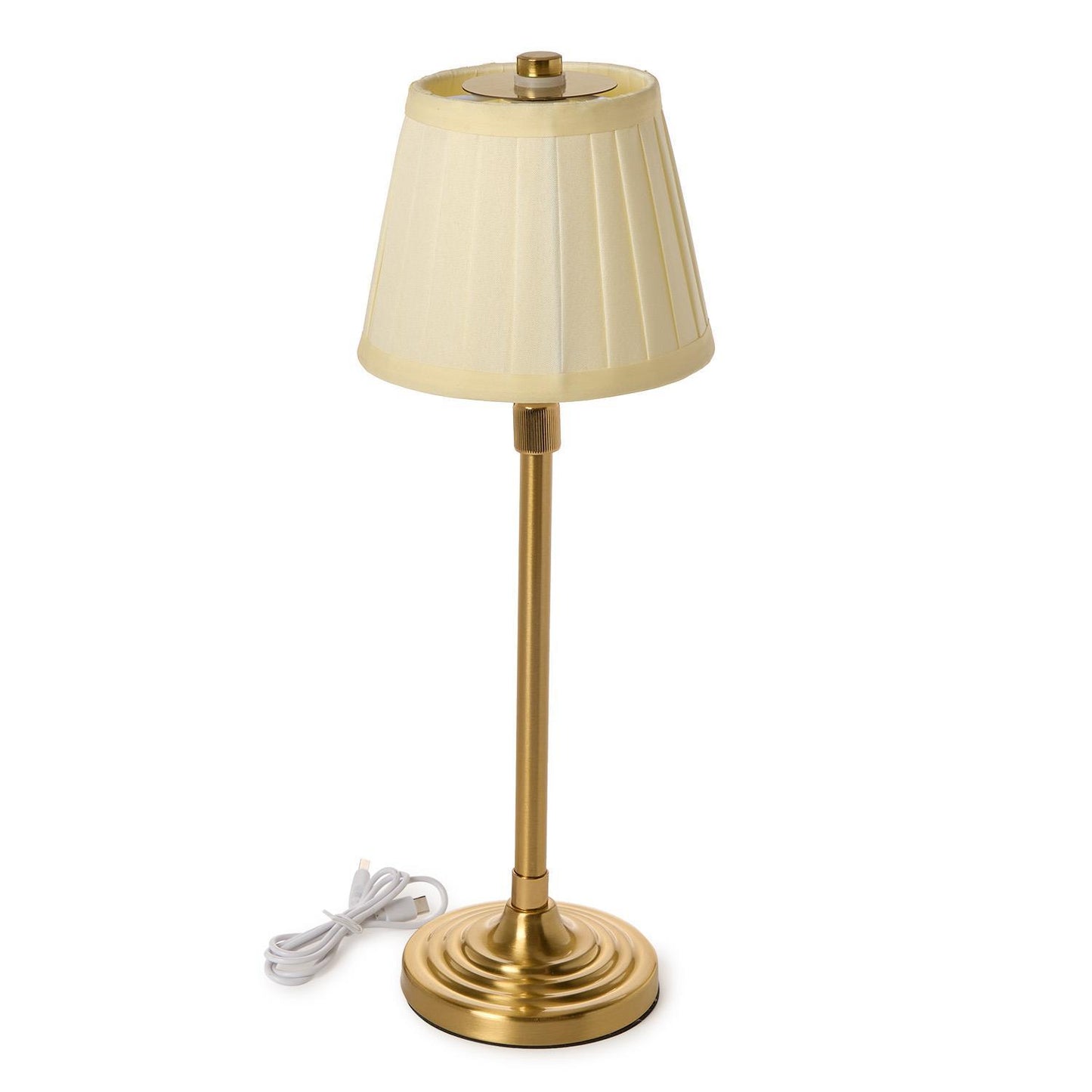 LED Cordless Gold Lamp with Pleated Shade
