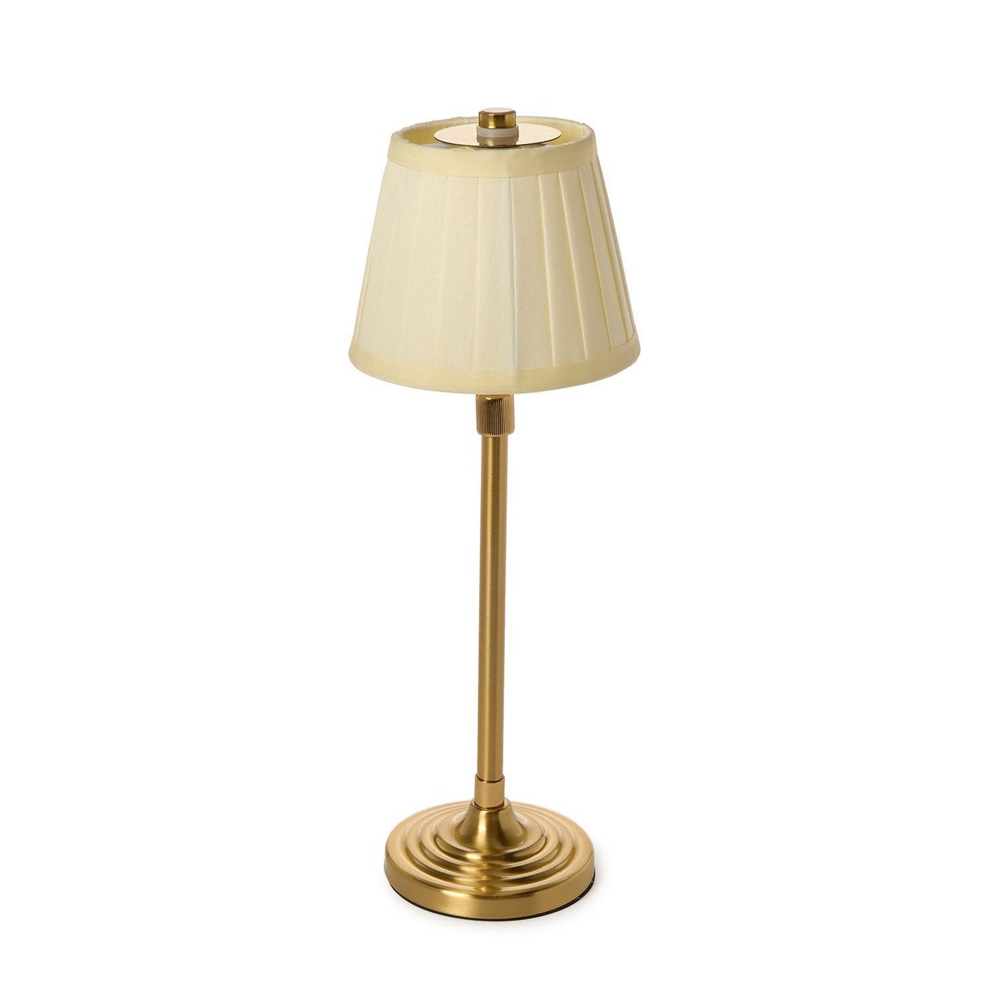 LED Cordless Gold Lamp with Pleated Shade
