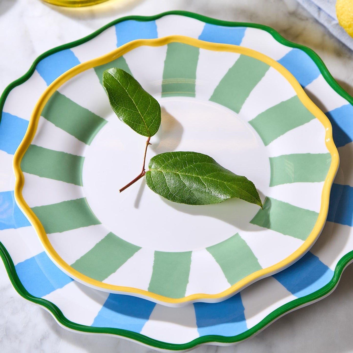 Green Striped Salad/Dessert Plate