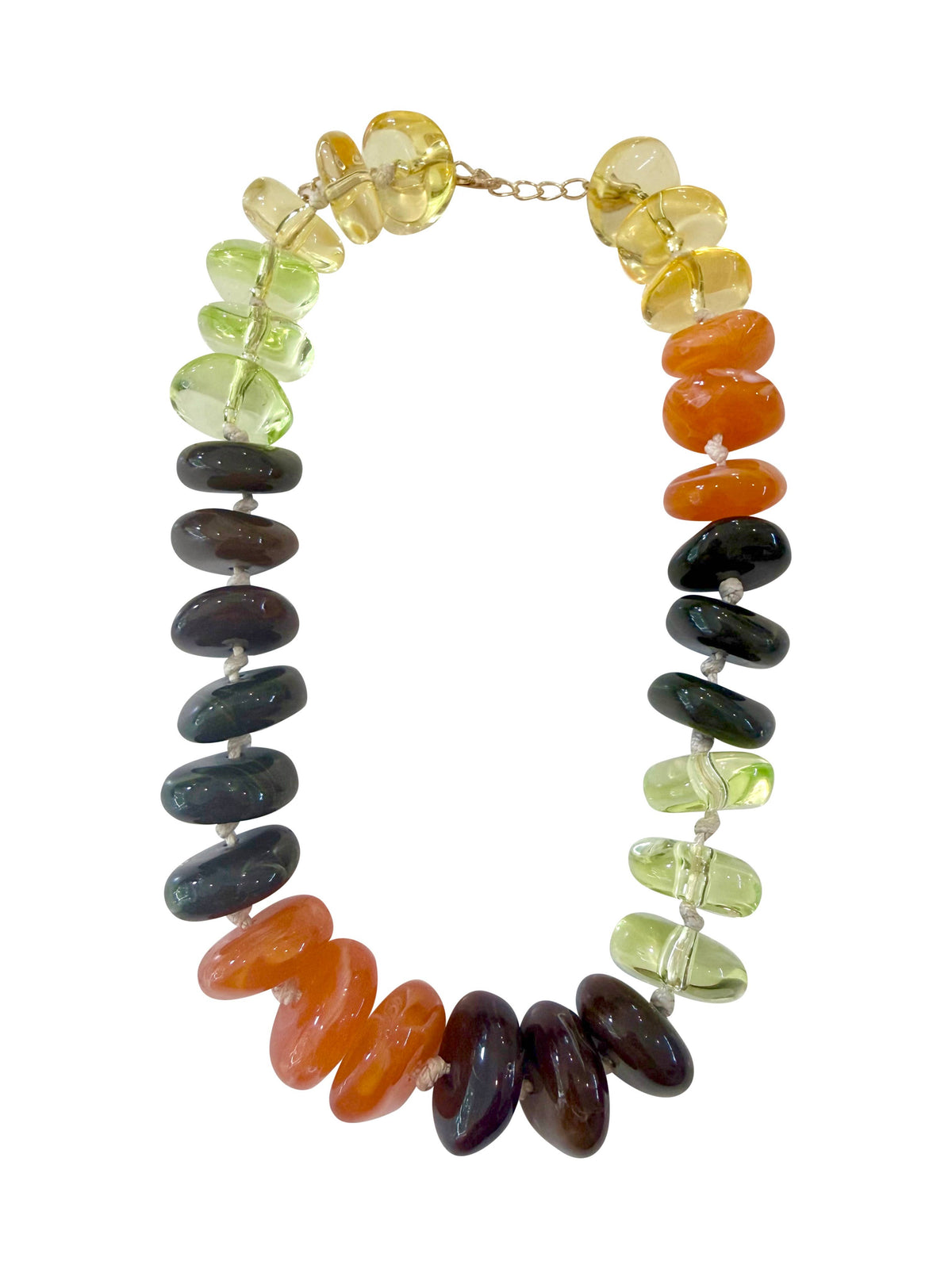 Delray Chunky Beaded Necklace- Brown/Orange Mix