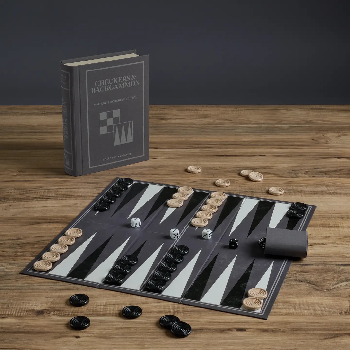 Checkers + Backgammon Vintage Bookshelf Classic Board Game