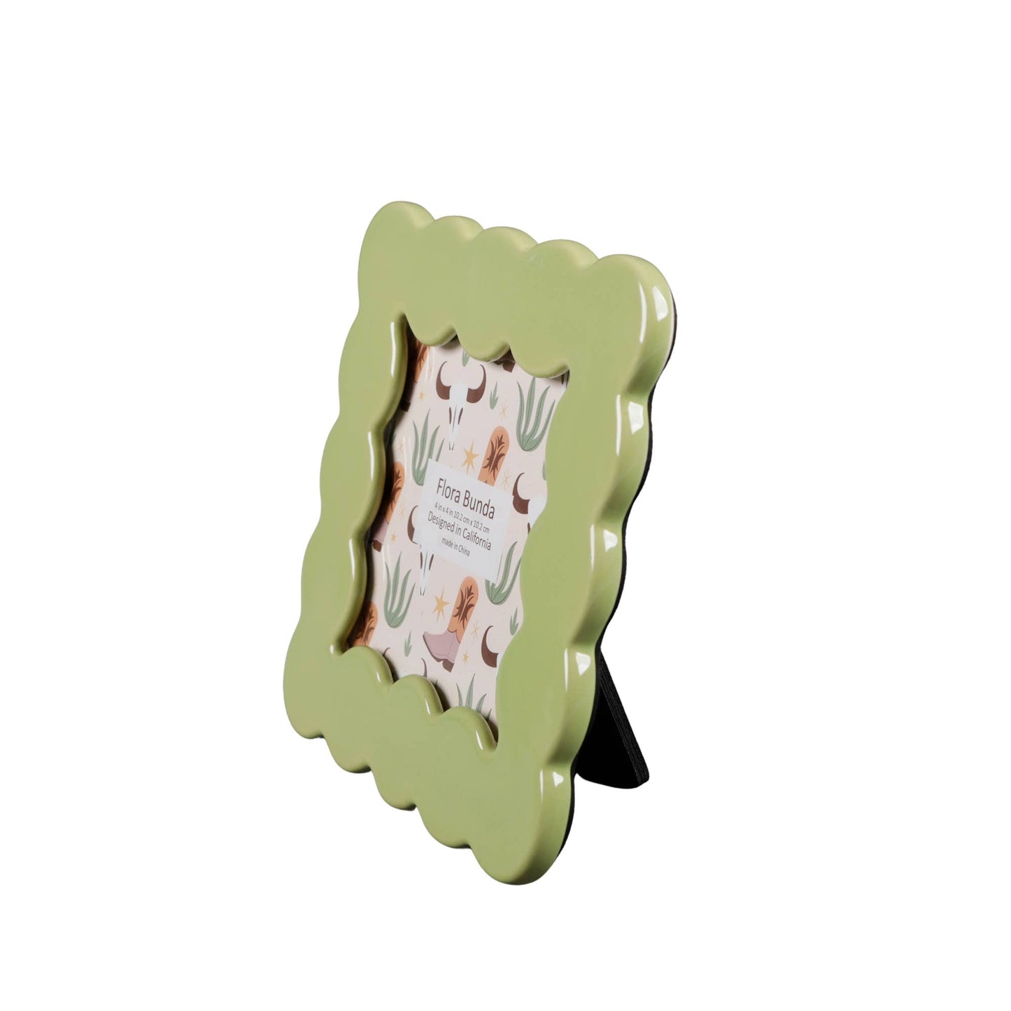 Scalloped Ceramic Frame in Green