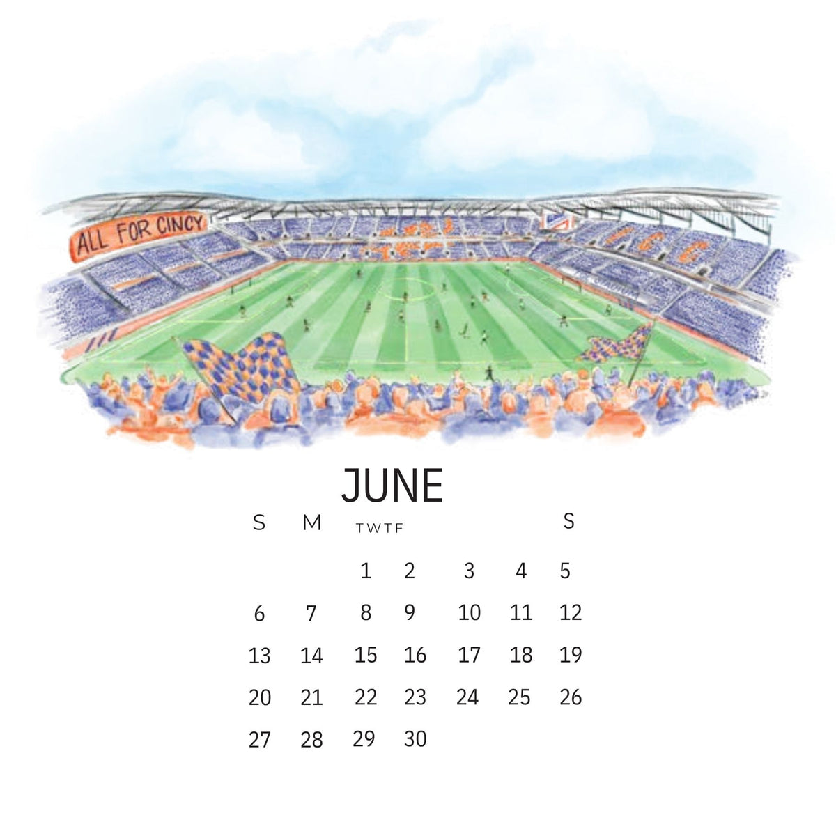 Cincinnati 2027 Illustrated Calendar with Stand