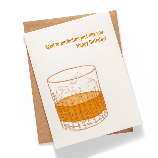 Letterpress Greeting Card | Whiskey Birthday | Birthday