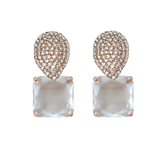 Clear Crystal Retro Pave Earrings