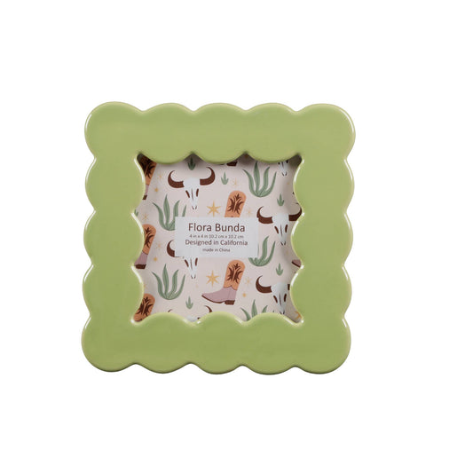 Scalloped Ceramic Frame in Green