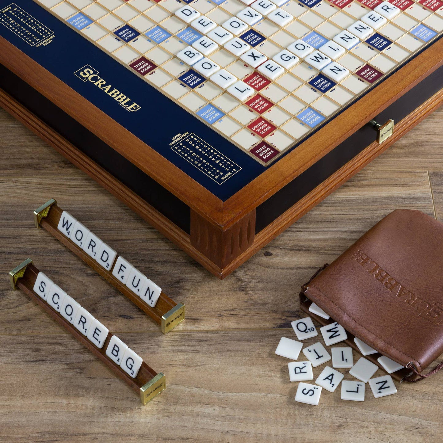 Scrabble Trophy Edition with Rotating Game Board