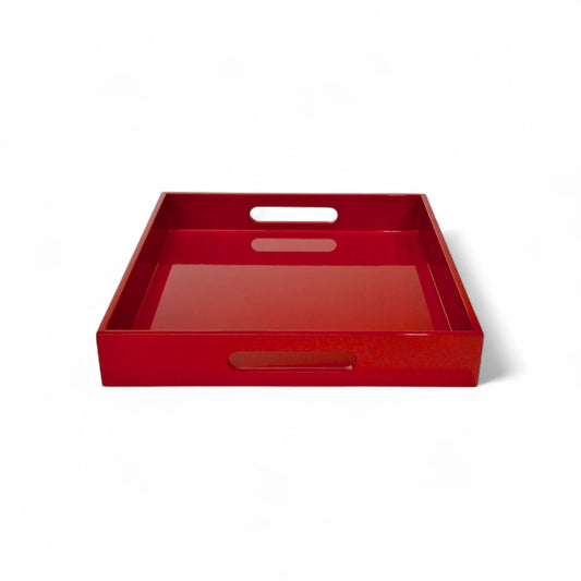 Large Square Serving Tray, Red