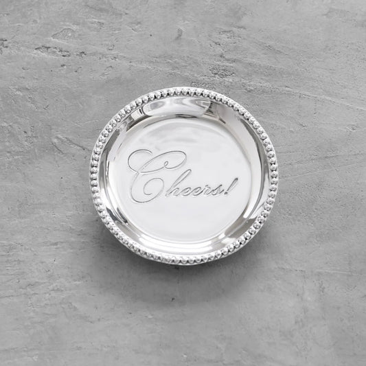 Organic Pearl Round Wine Plate "Cheers!"