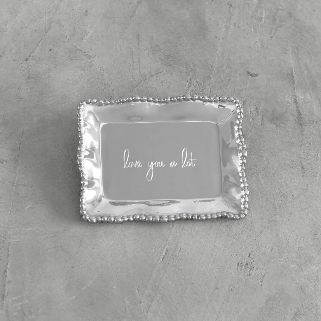 Organic Pearl Rectangular Engraved Tray "love you a lot"