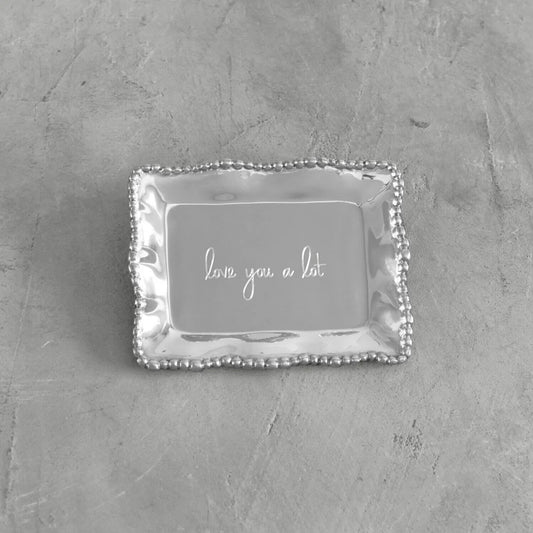 Organic Pearl Rectangular Engraved Tray "love you a lot"
