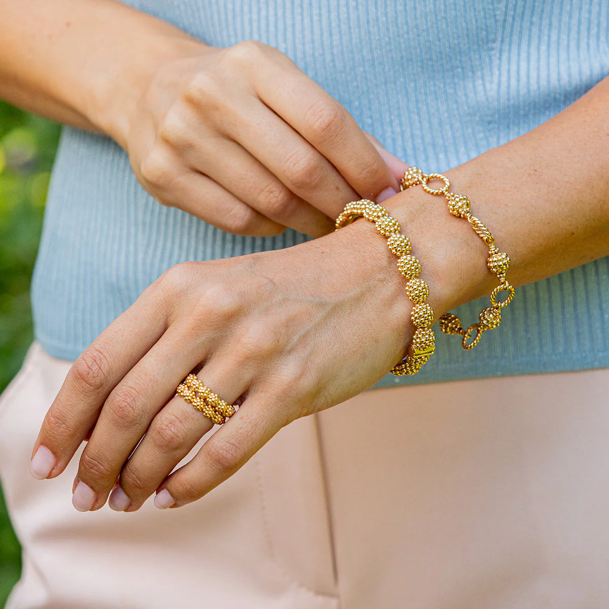 Berry & Bead Bracelet, 7" + 2" | Gold
