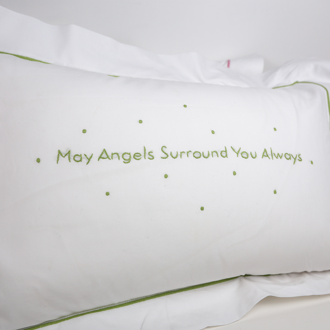 Green - May Angels Surround You Always Pillow