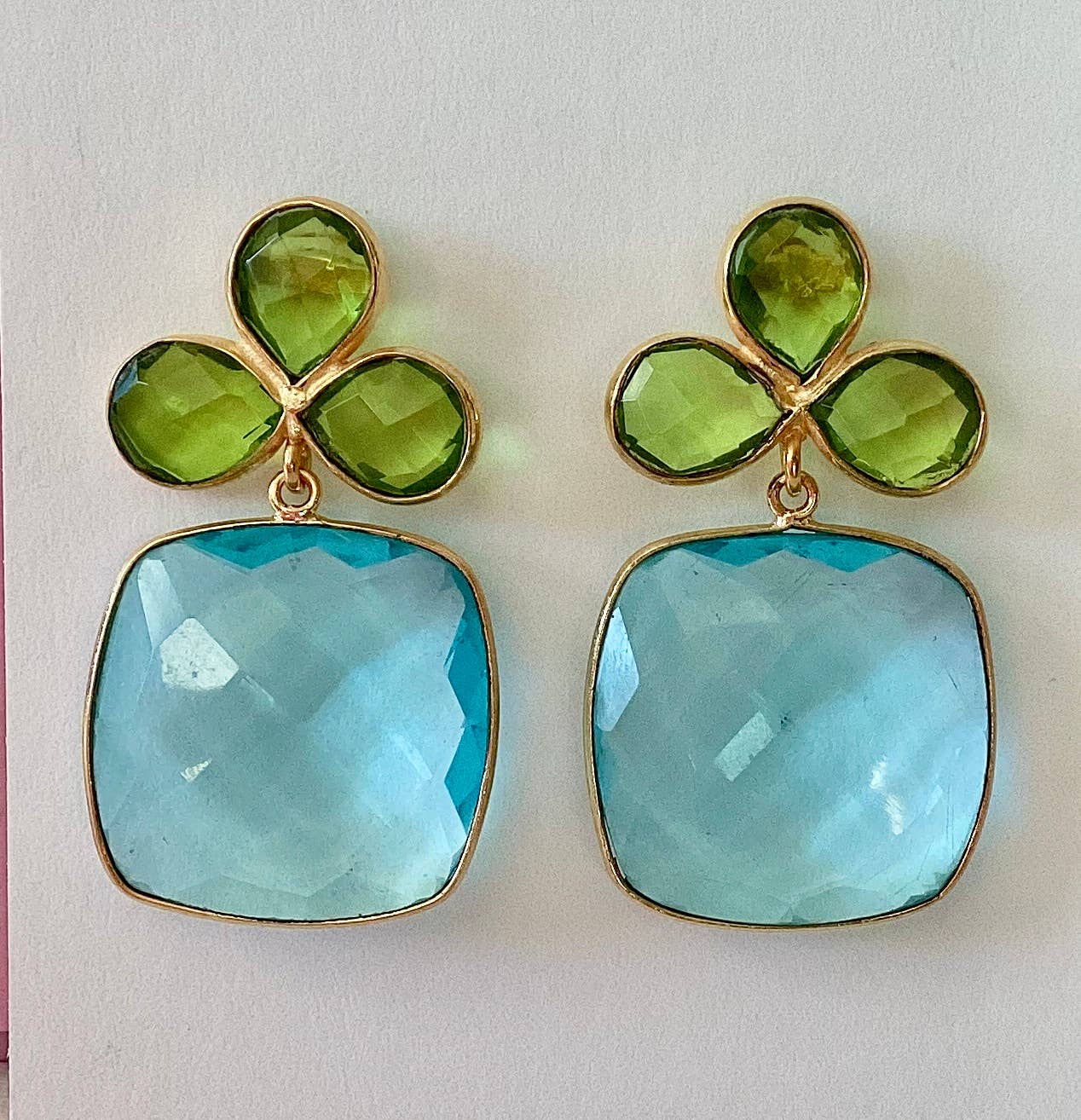 Delleny Green & Aqua Quartz Earrings