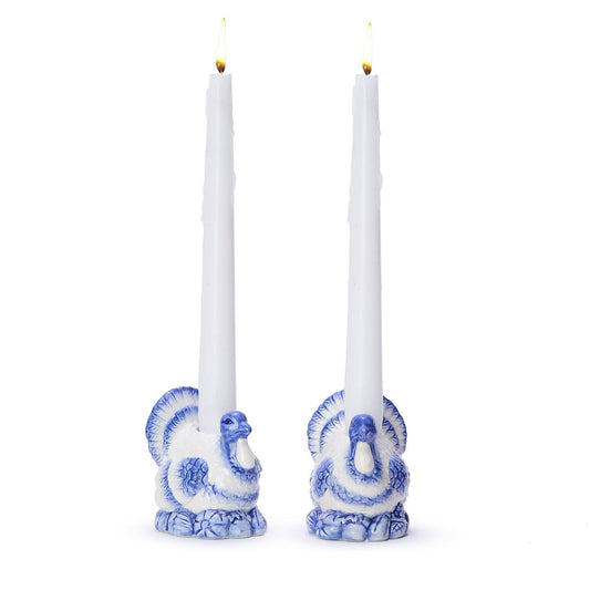 Blue + White Turkey Candleholders