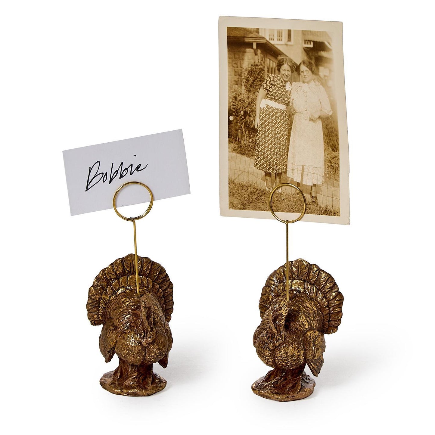 Golden Turkey Place Card Holder