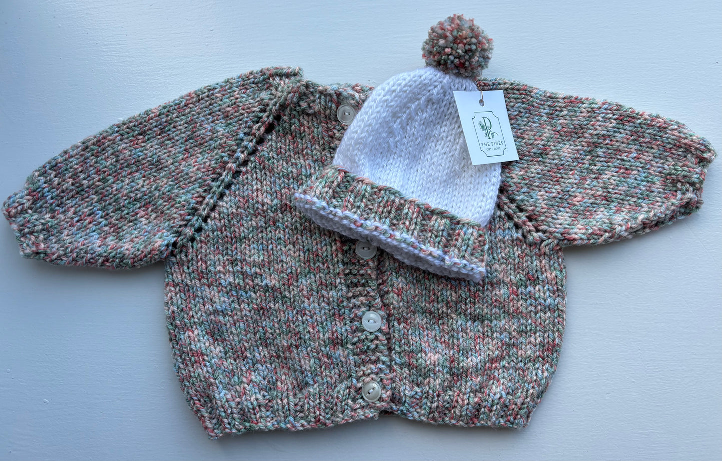 Multi Colored Layette Sweater and Cap