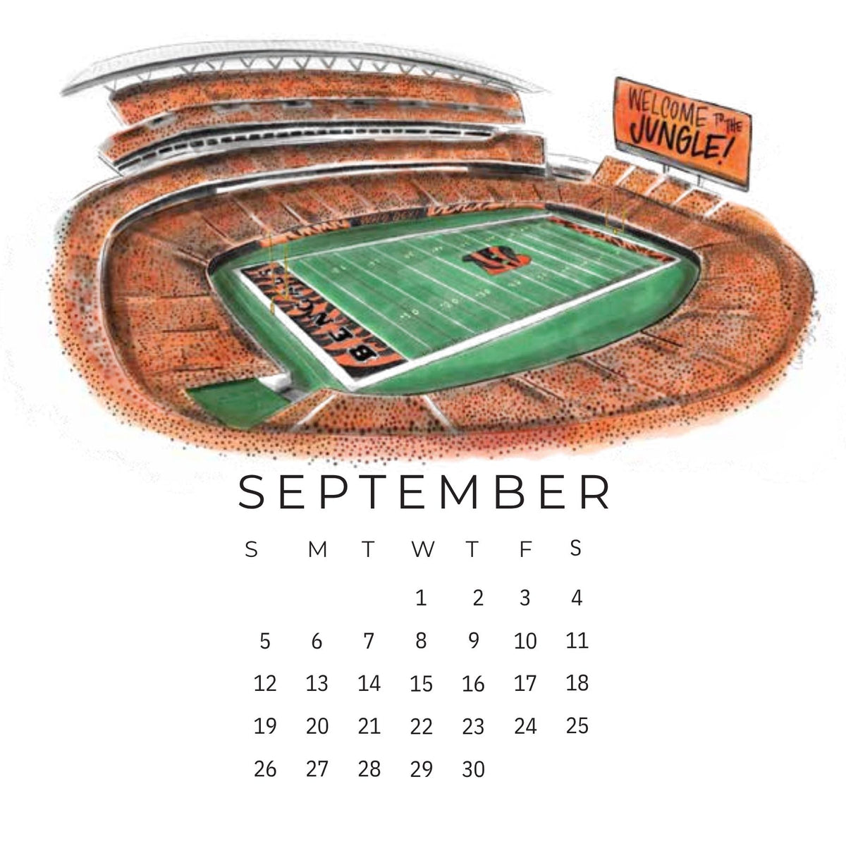 Cincinnati 2027 Illustrated Calendar with Stand