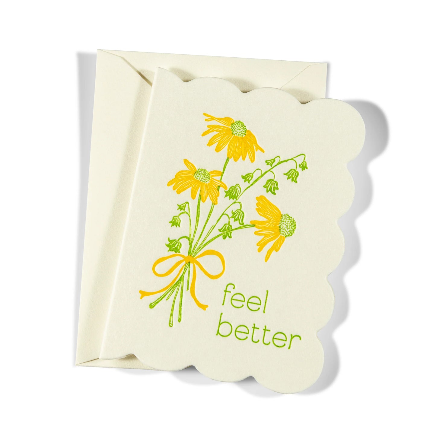 Letterpress Mini Greeting Card | Flowers | Feel Better