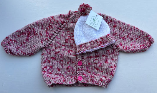 Pink Layette Sweater and Cap