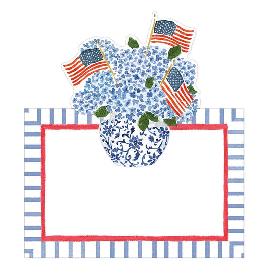 Flags and Hydrangeas Die Cut Place Card | 8 per package