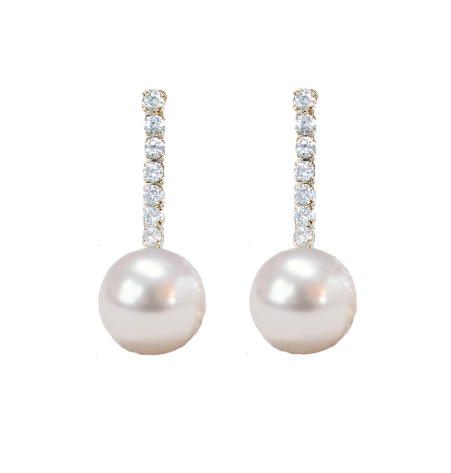 Small Swingy Pearl & CZ Drop Earrings