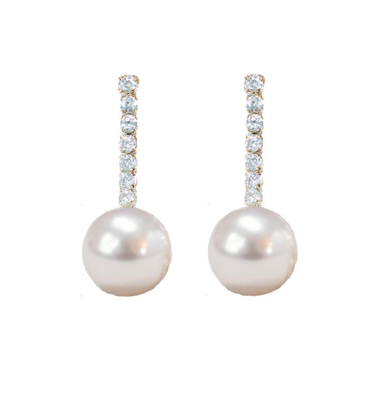 Small Swingy Pearl & CZ Drop Earrings