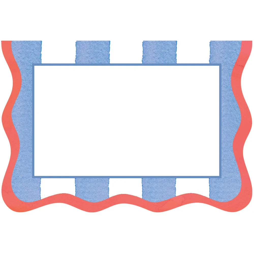 Cafe Stripe Scallop Blue/Red Place Card | 8 per package