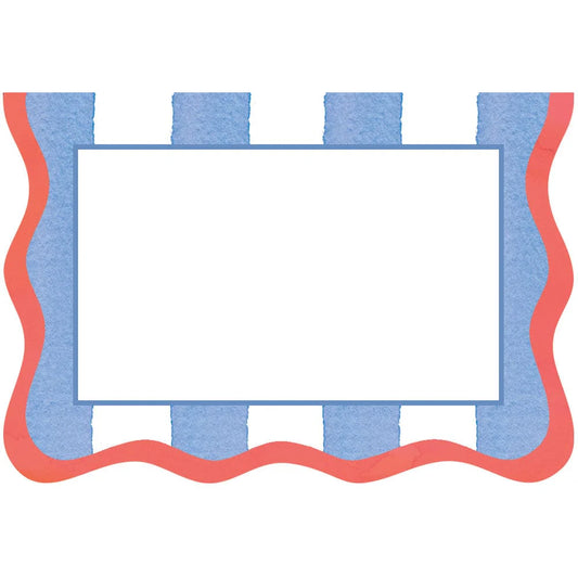 Cafe Stripe Scallop Blue/Red Place Card | 8 per package